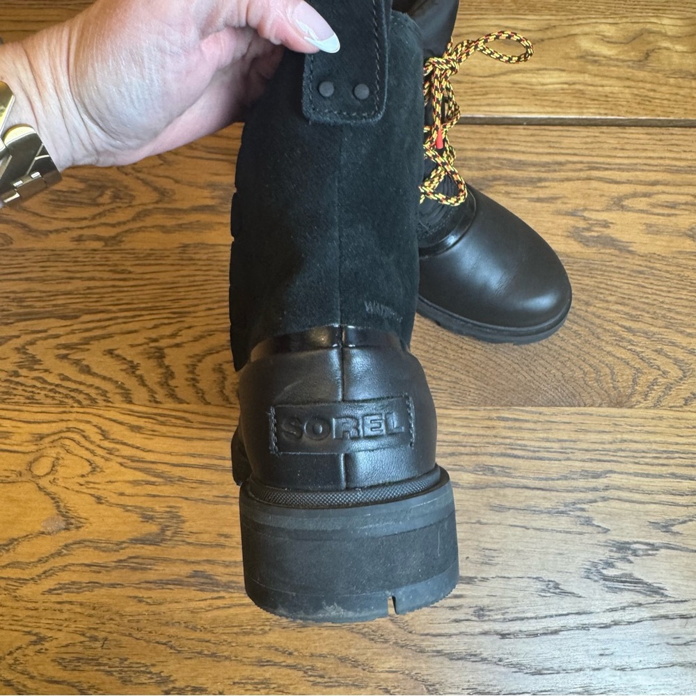 Women's Sorel Black Lennox Leather Waterproof Lace Up Outdoor Duck‎ Boots Size 9 - Picture 6 of 10